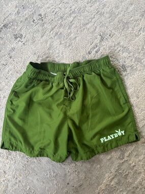 PLAYBOY Olive Green Logo Swim Shorts